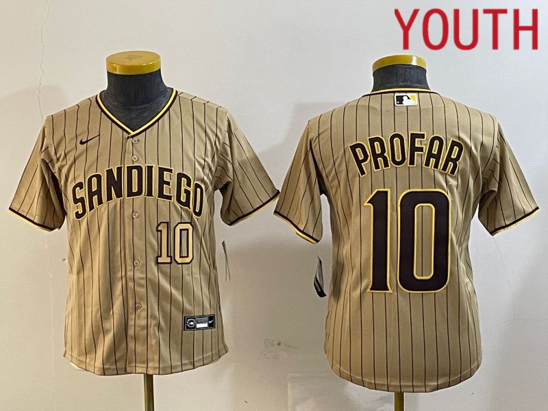 Youth San Diego Padres #10 Profar Browm Stripe Game 2024 Nike MLB Jersey style 3